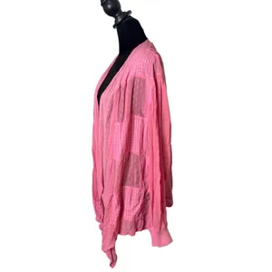 Young Threads Pink Patchwork Open Front Cardigan Size L Festival Embroidered NEW thumbnail 2