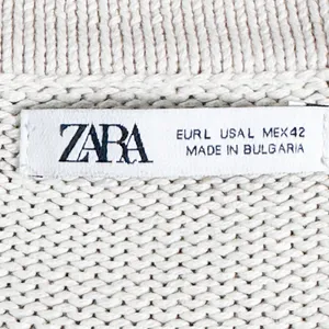 Zara Men Cream Knit V-Neck Button Cardigan Sweater Size Large thumbnail 4