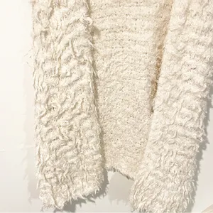 Free People Size Medium Cream Shag Fluffy Sleeveless Open Front‎ Vest thumbnail 2