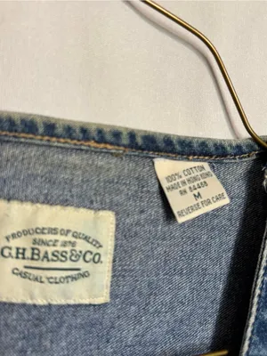Vintage G.H. Bass & Co. Medium Blue Denim Vest with Front Pockets thumbnail 2