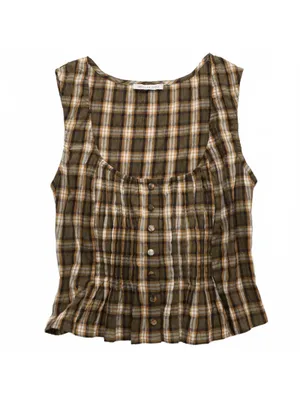 AE Pintuck Corset Tank Top American Eagle NWT Green Size Small thumbnail 3