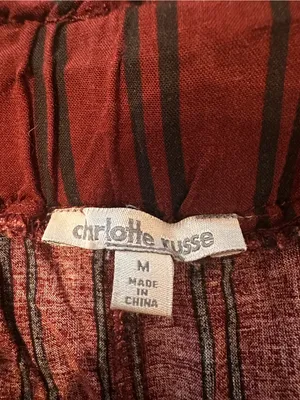 Charlotte Russe Maroon and Navy Striped High-Waist Shorts thumbnail 3