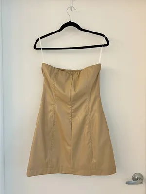 Princess Polly Hailey Strapless Vegan Leather Mini Dress Beige Size 8 NWT thumbnail 9
