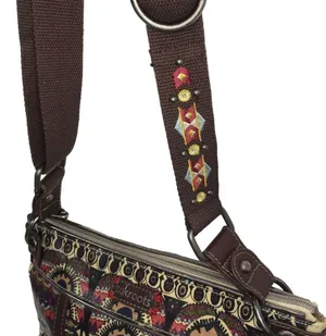 Boho artist circle tribal shoulder crossbody strap multi pocket zipper purse thumbnail 3