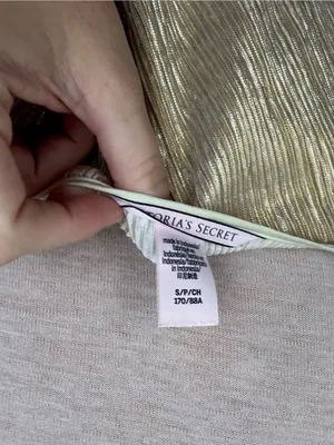Victoria’s Secret Logo Straps shine gold crop camo pleated tank size S thumbnail 5