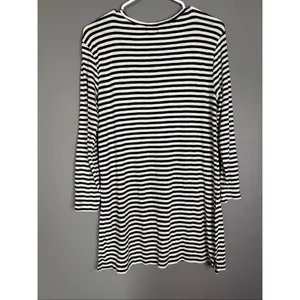 Old Navy Black And White Striped Long Sleeve Tunic Dress Shirt Medium thumbnail 6