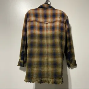 Free People Anneli Plaid Shirt Jacket Shacket Size Small Navy Tobacco thumbnail 8