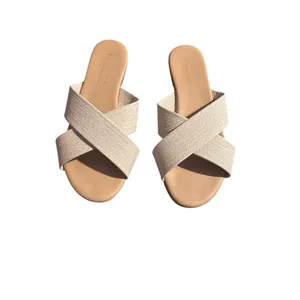LC Lauren Conrad Azeret Natural Crisscross Slide Sandals Tan Neutral Womens 7 thumbnail 8