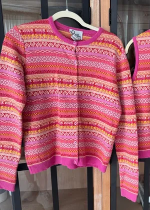 Vintage Lilly Pulitzer cashmere fair isle cardigan sweater colorful top set knit thumbnail 1