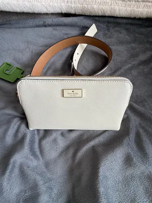 kate spade Cream Leather Crossbody Belt Bag with Gold Logo thumbnail 2