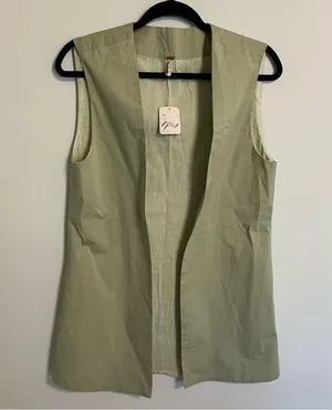 Free People Women Erin Poplin Preppy Vest NWT Medium thumbnail 1