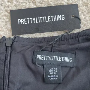 NWT PrettyLittleThing Black Halter Low Back Woven Trim Detail Mini Dress Size 8 thumbnail 9