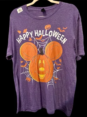 Disney Mickey Heather Purple Happy Halloween T-Shirt thumbnail 1