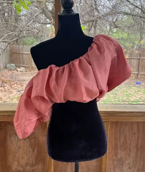 ASOS Design Women's Volume Ruffle Off Shoulder Occasional Top In Pink Size 4 thumbnail 1