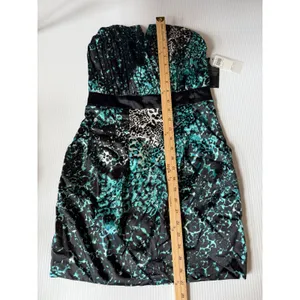 Guess Strapless Dress Party Cocktail A-Line Animal Print Green‎ Multi 6 thumbnail 2
