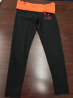 PINK Victoria’s Secret Virginia Tech Foldover Black Yoga Size Medium thumbnail 1