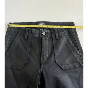 Paige Mayslie Coated Jogger Pants Black Slim Fit Ankle Zip High Rise Size 27 thumbnail 7