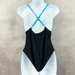 SO One Piece Swimsuit Womens Medium Colorblock‎ Stretch Sporty Minimal Beach thumbnail 3