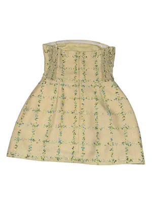 Amanda Uprichard Bethany Tweed Strapless Skort Romper Size L Cream Plaid thumbnail 2