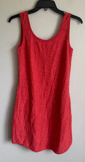 Toad&Co Samba Wave Tank Dress Orange Organic Cotton Blend Texture Wave Womens S thumbnail 1