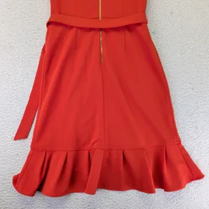 Calvin Klein Womens Clay Orange Ruffle Faux Wrap Sheath Dress‎ CD2C12U7 Size 8 thumbnail 10