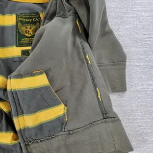 VTG Prvcy CA Full Zip Hoodie Jacket Womens‎ Large Green Yellow Distressed Thick thumbnail 13