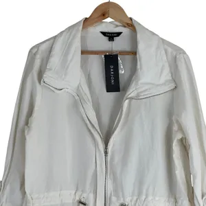NWT Darjoni Utility Solid Linen Blend Jacket White Coastal Drawstring XL Size XL thumbnail 3