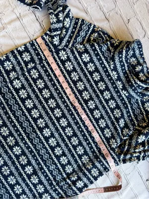Lands' End Pullover Womens Fleece Mock Neck Large Faire Isle Snowflake Print EUC thumbnail 7