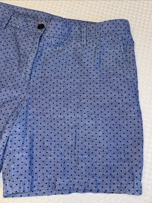 Talbots Girlfriend Chino Shorts Size 12 Light Blue Navy Polka Dot Classic Preppy thumbnail 4