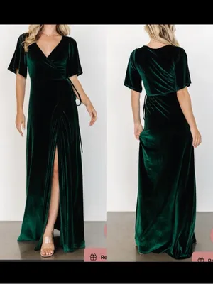 Baltic Born Meghan Velvet Wrap Maxi Dress Emerald Green Holiday Party Christmas thumbnail 2