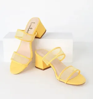 Lulus Saar Yellow Suede Block Heel Slides thumbnail 2