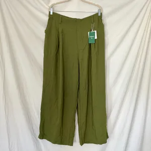 NWT Halara High Waisted Wide Leg Flowy Solid Palazzo Casual Linen-Feel Pants XL thumbnail 4
