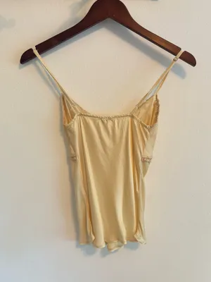 Subdued Butter Yellow Satin Ruched Bust Cami Top thumbnail 3