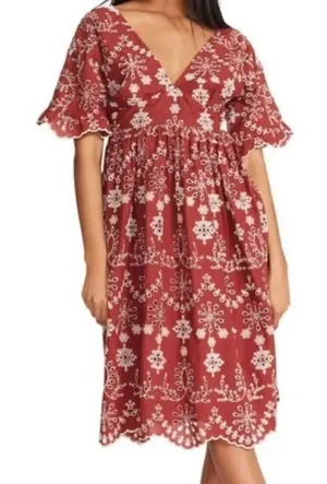 BB Dakota Steve Madden rust eyelet midi dress m thumbnail 1