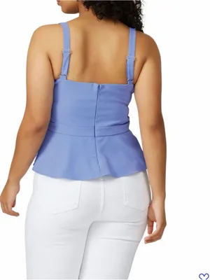 Marsha Top by Parker Blue Camisole Top Sweetheart Neckline Peplum Bustier thumbnail 2
