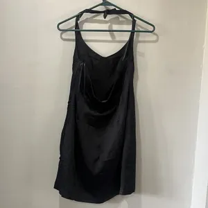 ZARA Women's Black Halter Tie Neck Mini Dress Medium LBD NEW‎ SHORT POLYESTER thumbnail 5