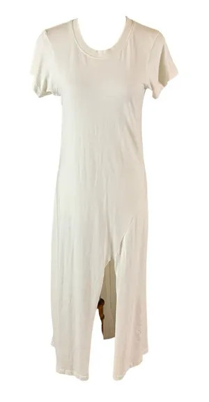 L Space Ivory Short Sleeve Maxi‎ T Shirt Dress With Slit S/M thumbnail 1