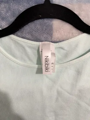 Nikibiki Ribbed Seamless High Neck Crop Tank Top Mint Green OS thumbnail 4