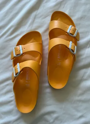 Birkenstock | Unisex Arizona EVA Sandals in Mustard Yellow | 41 | L10 M8 thumbnail 1