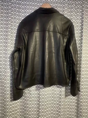 ZARA | Black Faux Leather Shacket, Size S thumbnail 3