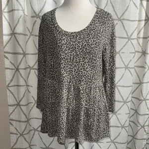 Leopard Print Long Sleeve Top Black Size M thumbnail 6