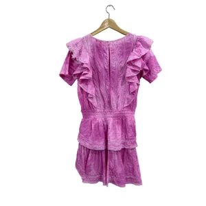 LoveShackFancy Natasha Mini Dress Begonia Hand Dye Pink Ruffle Lace Size M thumbnail 8