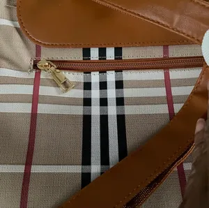Plaid Backpack with Buckle Accents Brown thumbnail 3