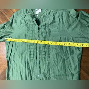 Nurture Green Viscose Silk Button Up Tuxedo Shirt Long Sleeve Size Medium thumbnail 4