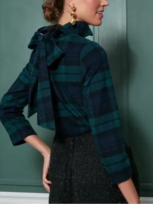 Tuckernuck Blackwatch Plaid Faye Tie Blouse Size Small thumbnail 3