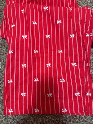 Aerie NWT flannel red white bows stripes pajama pants drawstring woman size XXL thumbnail 7