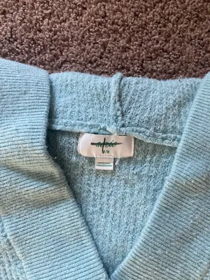 Aerie Blue V-neck Waffle Knit Sweater thumbnail 4