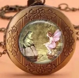 New Fairy & Frog Photo Locket Long Necklace thumbnail 1