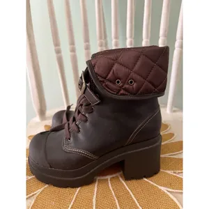 90's Chunky L.E.I‎ Platform Combat Grunge Boots- 6 NEW vintage Brown thumbnail 3