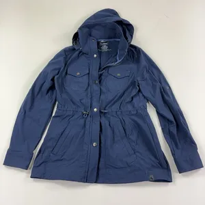 L.L. Bean Coat Womens Small Blue Nylon Hooded Anorak Zip Pockets Drawcord Waist thumbnail 1